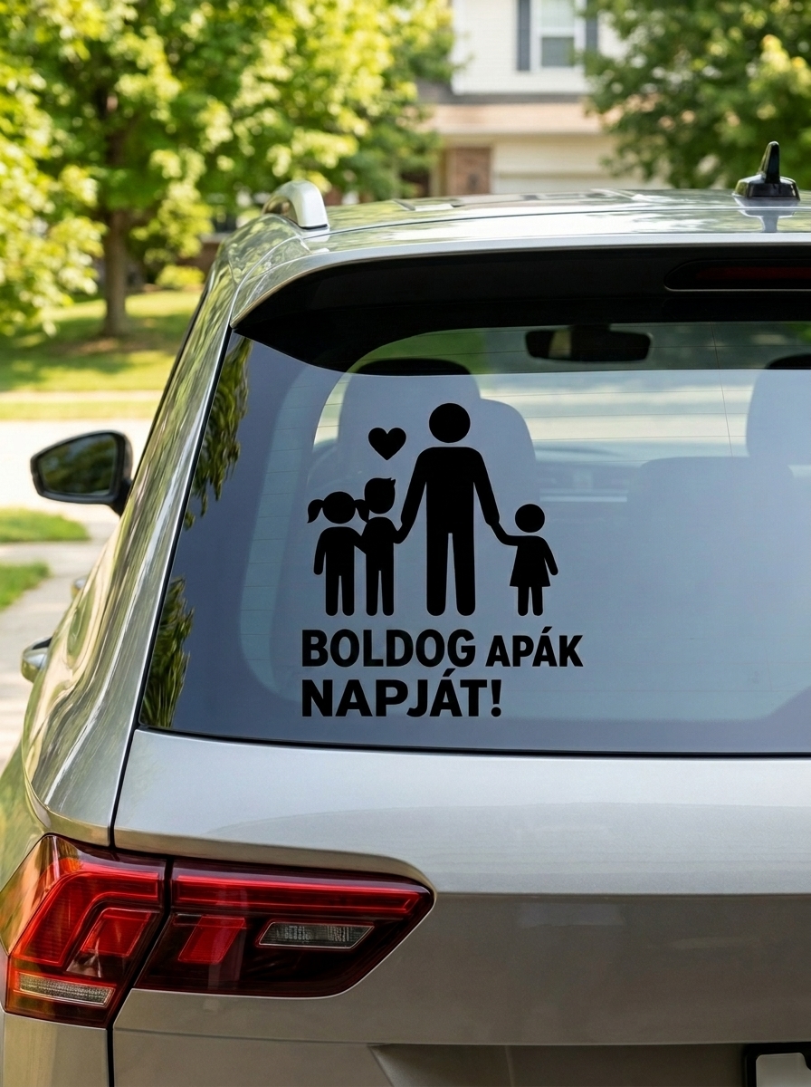 Apák napi családi autómatrica - Tökéletes ajándék Apának - termékkép