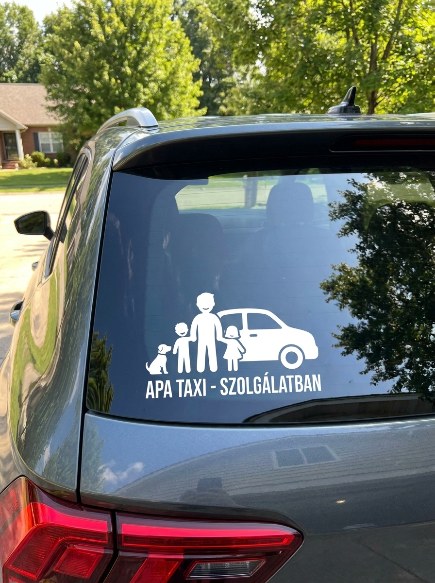 Apák Napi Autómatrica Családi Figurákkal - Egyedi Ajándékötlet