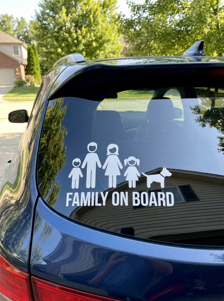 Family On Board Autómatrica Kutyás Család Sziluettel - termékkép