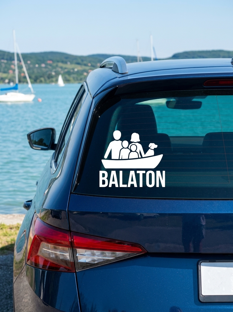 Balaton Családmatrica Csónakázó Figurákkal és Kutyával - termékkép